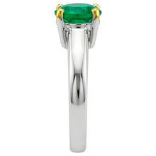 Round Cut Fine Emerald ring in Two-Tone 14K Gold – top view