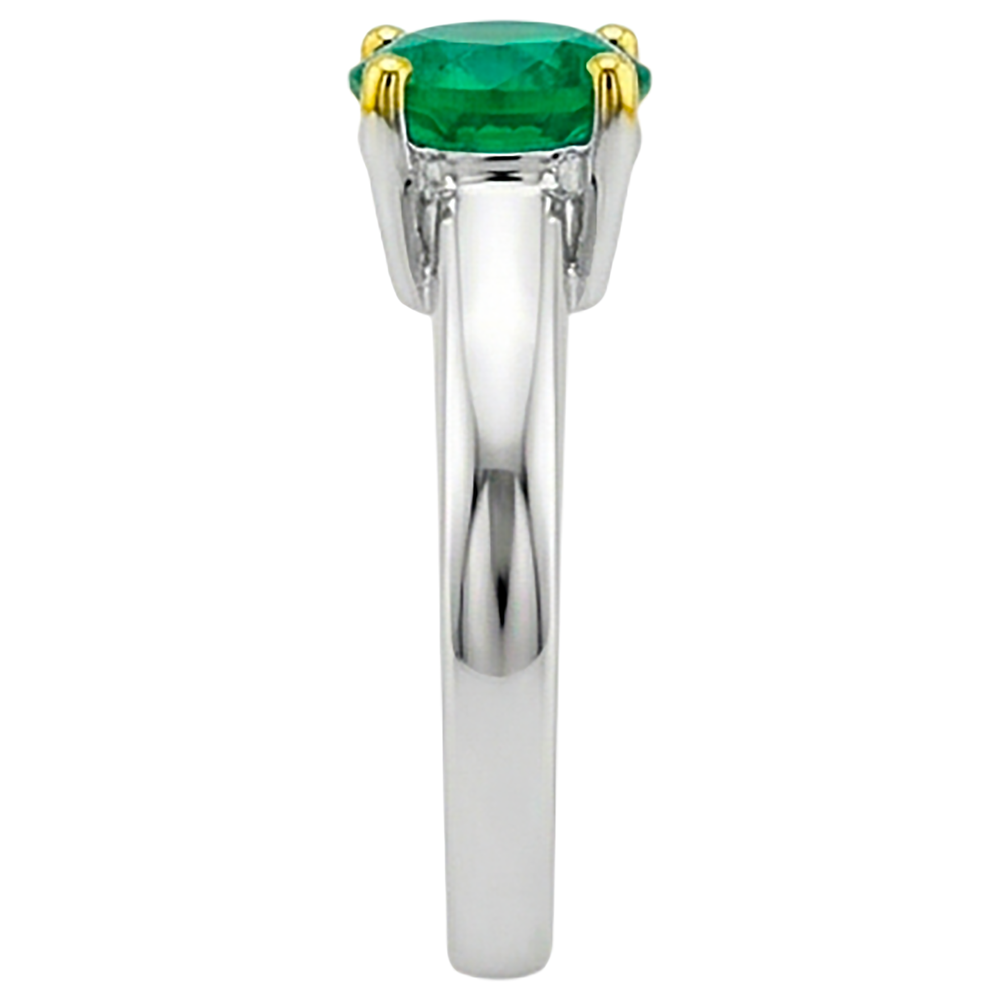 Round Cut Fine Emerald ring in Two-Tone 14K Gold – top view