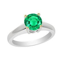 Colored Stone Ring Two-Tone 14K Gold with Fine Emerald – main view