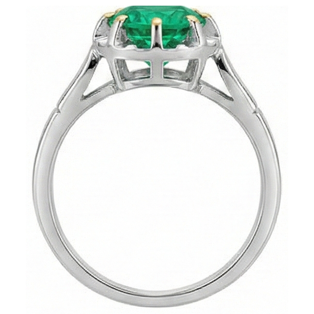 Colored Stone Ring Two-Tone 14K Gold with Emerald – back view