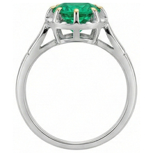 Colored Stone Ring Two-Tone 14K Gold with Emerald – back view