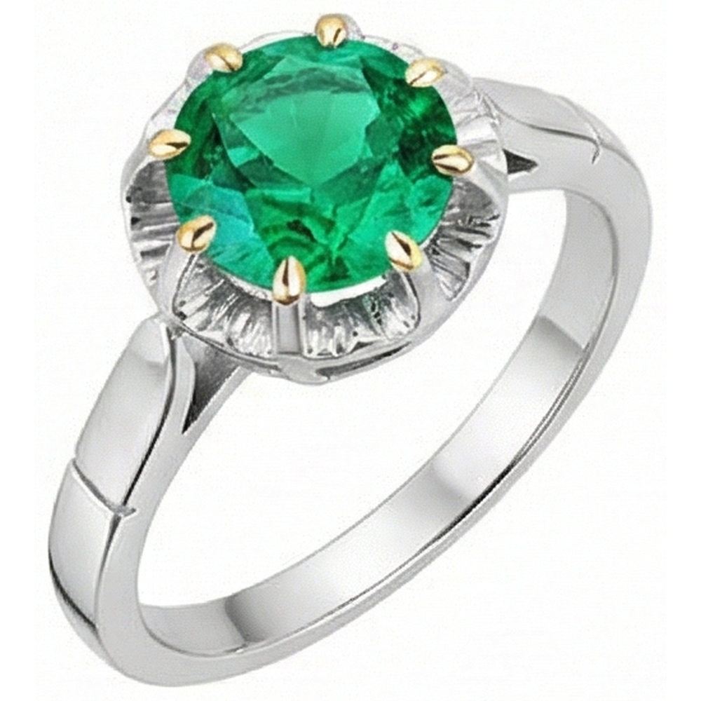 Authentic Emerald Colored Stone Ring – profile view