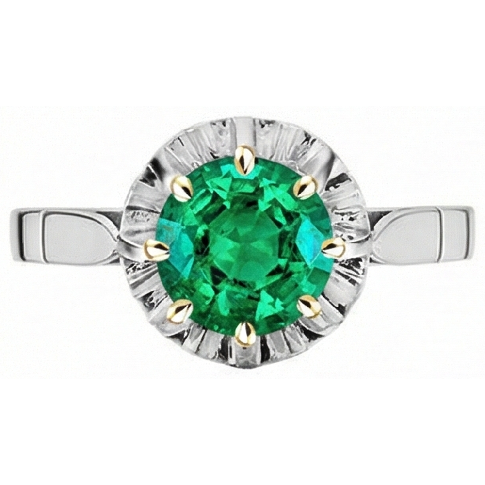 Brilliant Emerald Colored Stone Ring 2.50 ct – front view