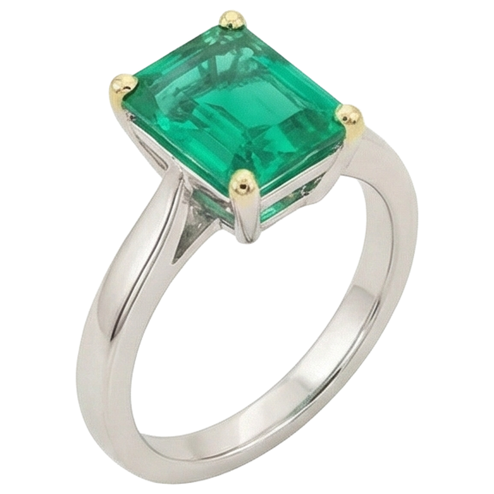 Elegant Fine Emerald Gemstone Ring 2.50 ct – angle view