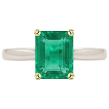 Fine Emerald Gemstone Ring 2.50-ct Two-Tone 14K Gold – profile view