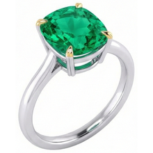 Real Colombian Emerald Precious Stone Ring 3.50 ct 14K Two Tone Gold – front view