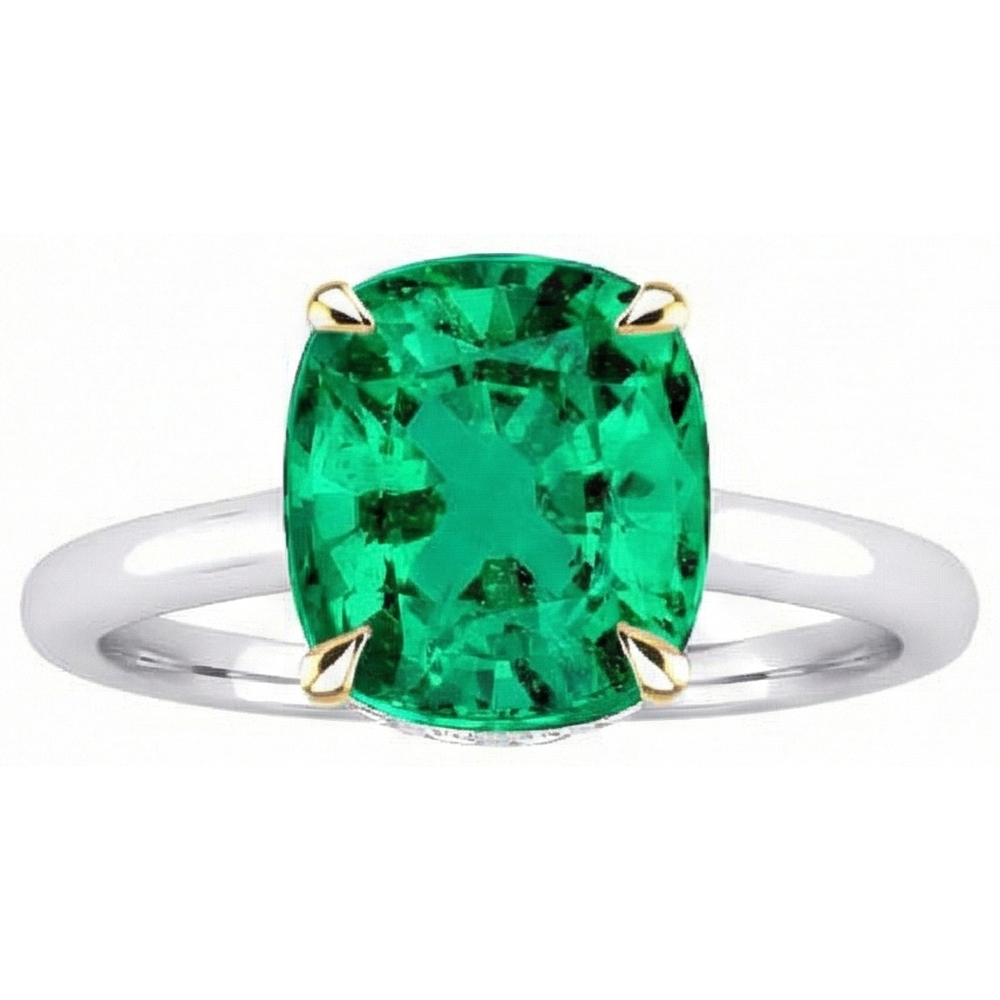 Real Colombian Emerald Precious Stone Ring – side view