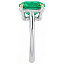 Colombian Emerald Precious Stone Ring 3.50-ct 14K Two Tone Gold – profile view