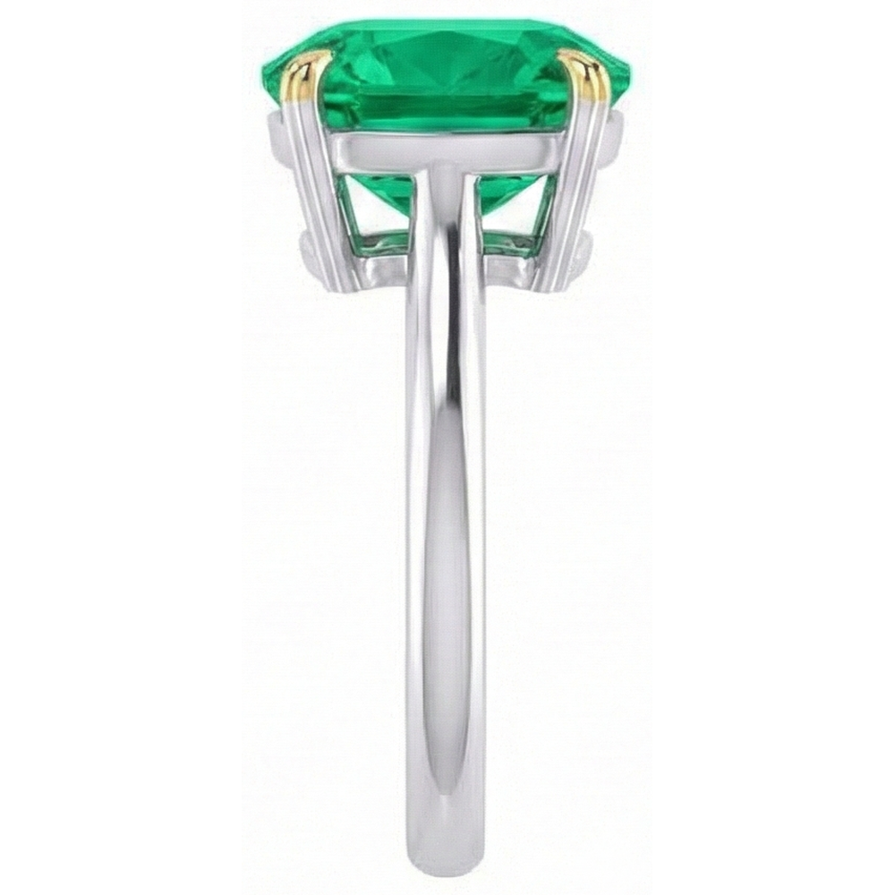 Colombian Emerald Precious Stone Ring 3.50-ct 14K Two Tone Gold – profile view