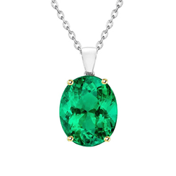 Emerald Precious Stone Pendant – GIA Certified 2 ct Two-Tone 14K