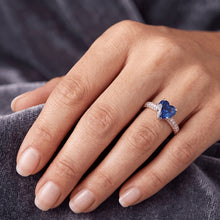 Solitaire Heart Blue Sapphire Ring With Pave Set Natural Earth Mined Diamonds 3.50 Carats