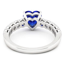 Solitaire Heart Ceylon Sapphire Ring With Natural Earth Mined Diamond Accents 2 Carats
