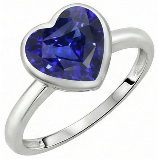 Solitaire Heart Cut Bezel Set Sri Lankan Sapphire Ring 2.50 Carats