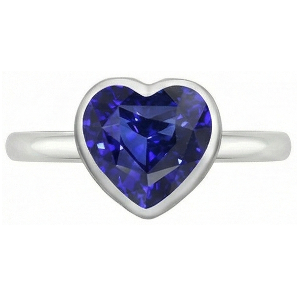 Solitaire Heart Cut Bezel Set Sri Lankan Sapphire Ring 2.50 Carats