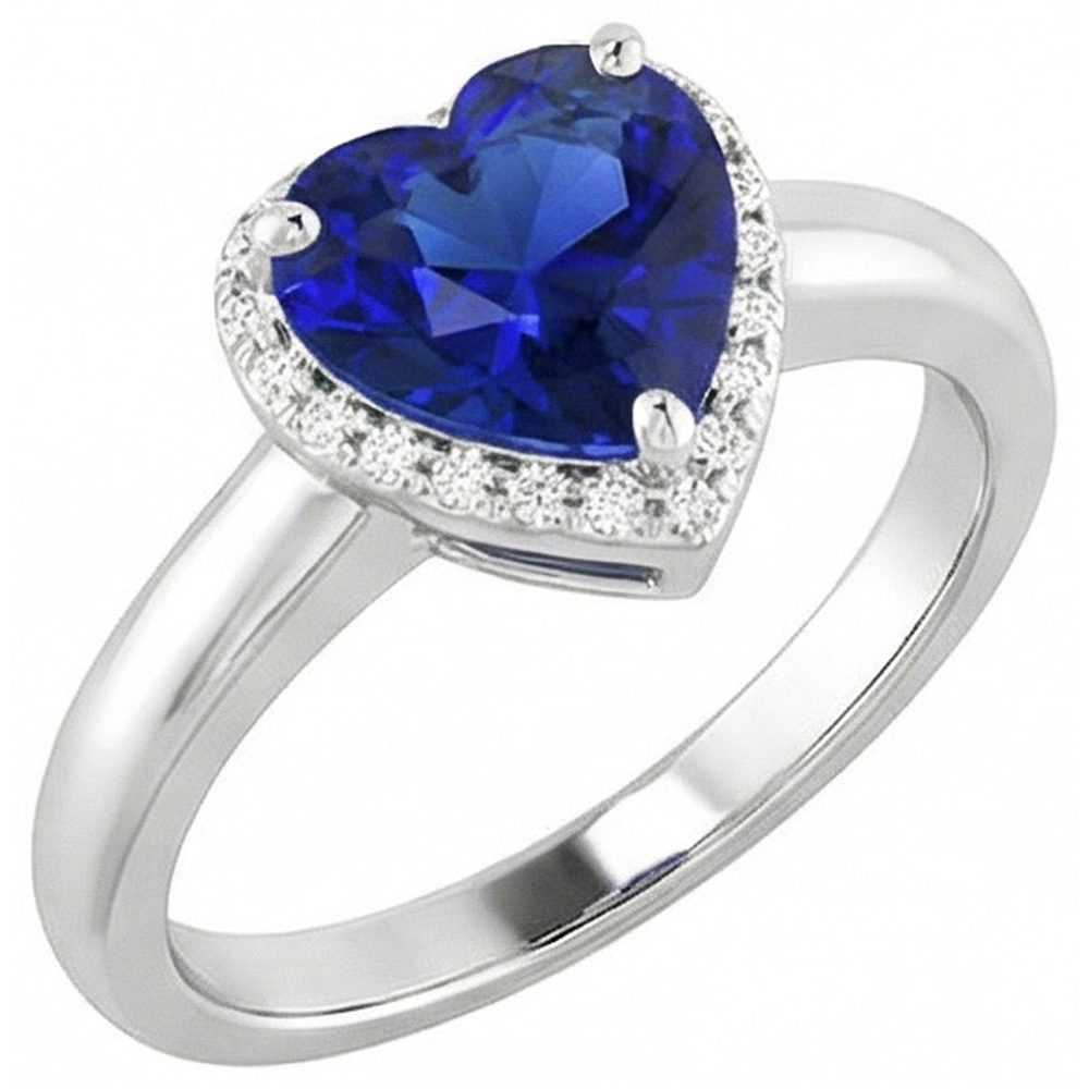 Solitaire Heart Cut Ceylon Sapphire Gemstone Ring 2.50 Carats Gold 14K