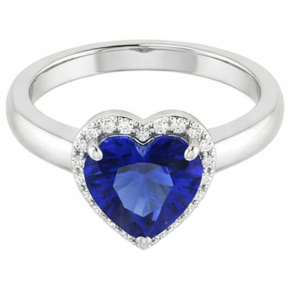 Solitaire Heart Cut Ceylon Sapphire Gemstone Ring 2.50 Carats Gold 14K