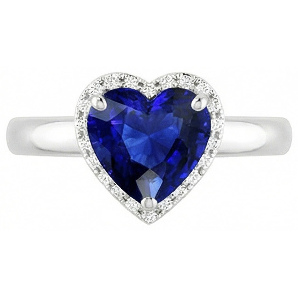 Solitaire Heart Cut Ceylon Sapphire Gemstone Ring 2.50 Carats Gold 14K