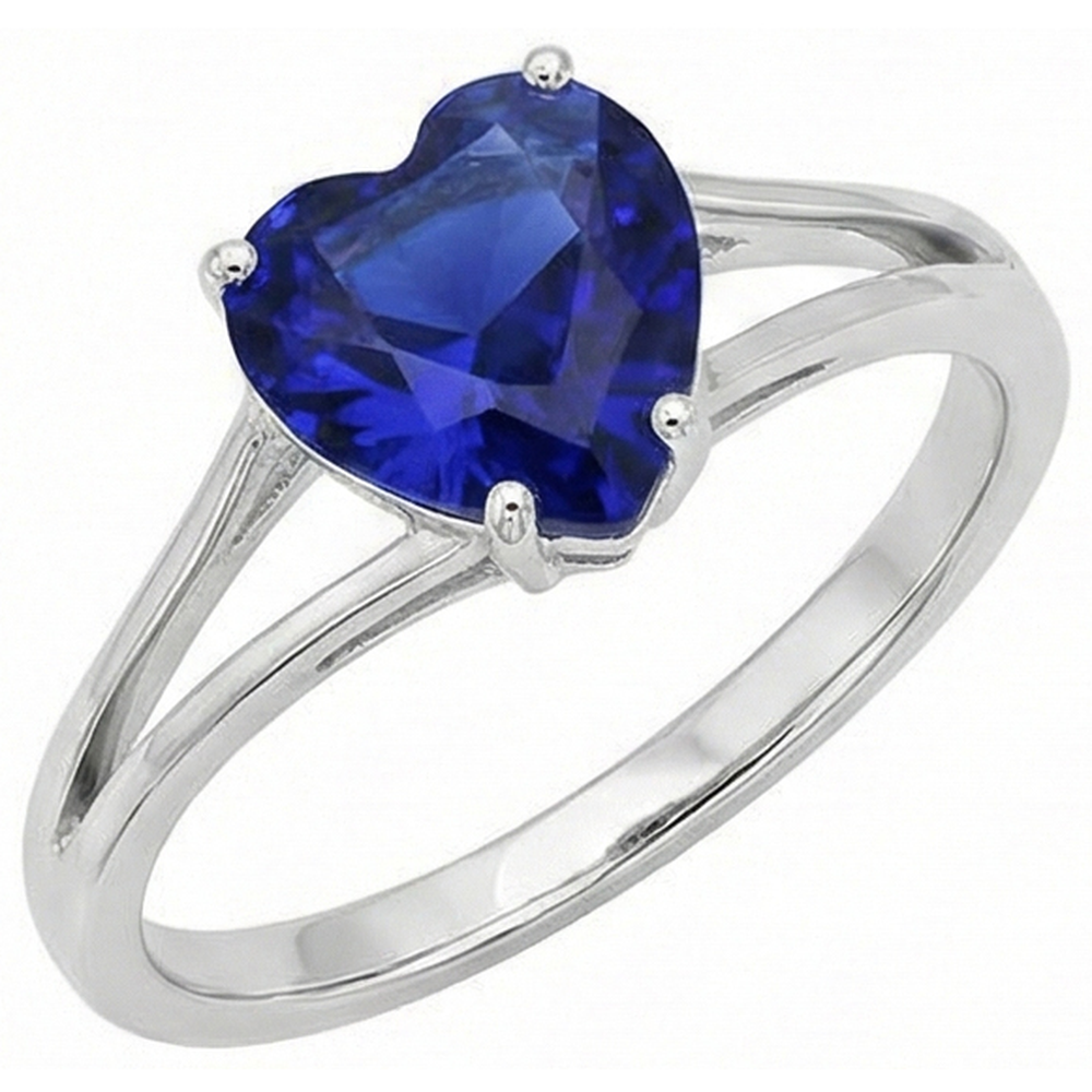Solitaire Heart Cut Ring Sri Lankan Sapphire Split Shank 2.50 Carats