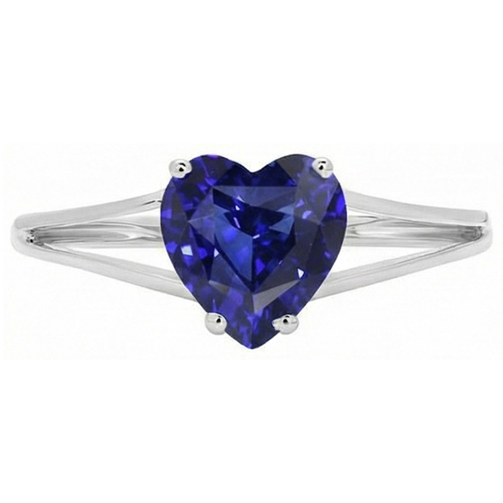 Solitaire Heart Cut Ring Sri Lankan Sapphire Split Shank 2.50 Carats