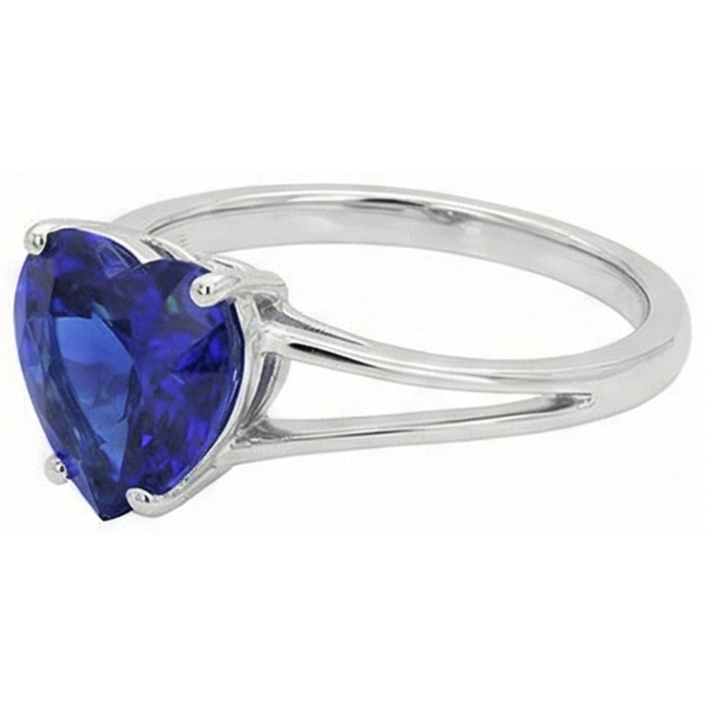 Solitaire Heart Cut Ring Sri Lankan Sapphire Split Shank 2.50 Carats