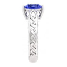 Solitaire Heart Light Blue Sapphire Ring 1 Carat Filigree Shank Gold