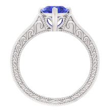 Solitaire Heart Light Blue Sapphire Ring 1 Carat Filigree Shank Gold