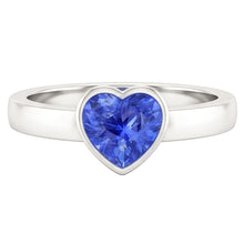 Solitaire Heart Light Blue Sapphire Ring Bezel Set 1 Carat