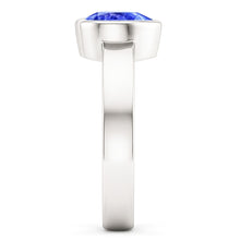 Solitaire Heart Light Blue Sapphire Ring Bezel Set 1 Carat