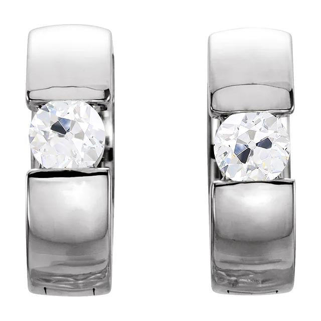 Solitaire Hoop Real Diamond Earrings Old Miner Bar Set 3 Carats