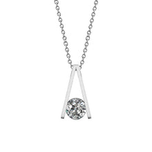 Solitaire Inverted V Shape Genuine Diamond Pendant Necklace 2 Carat WG 14K