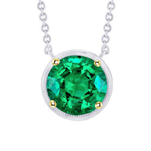 Precious Stone Pendant 14K Two Tone Gold with Colombian Emerald – main view
