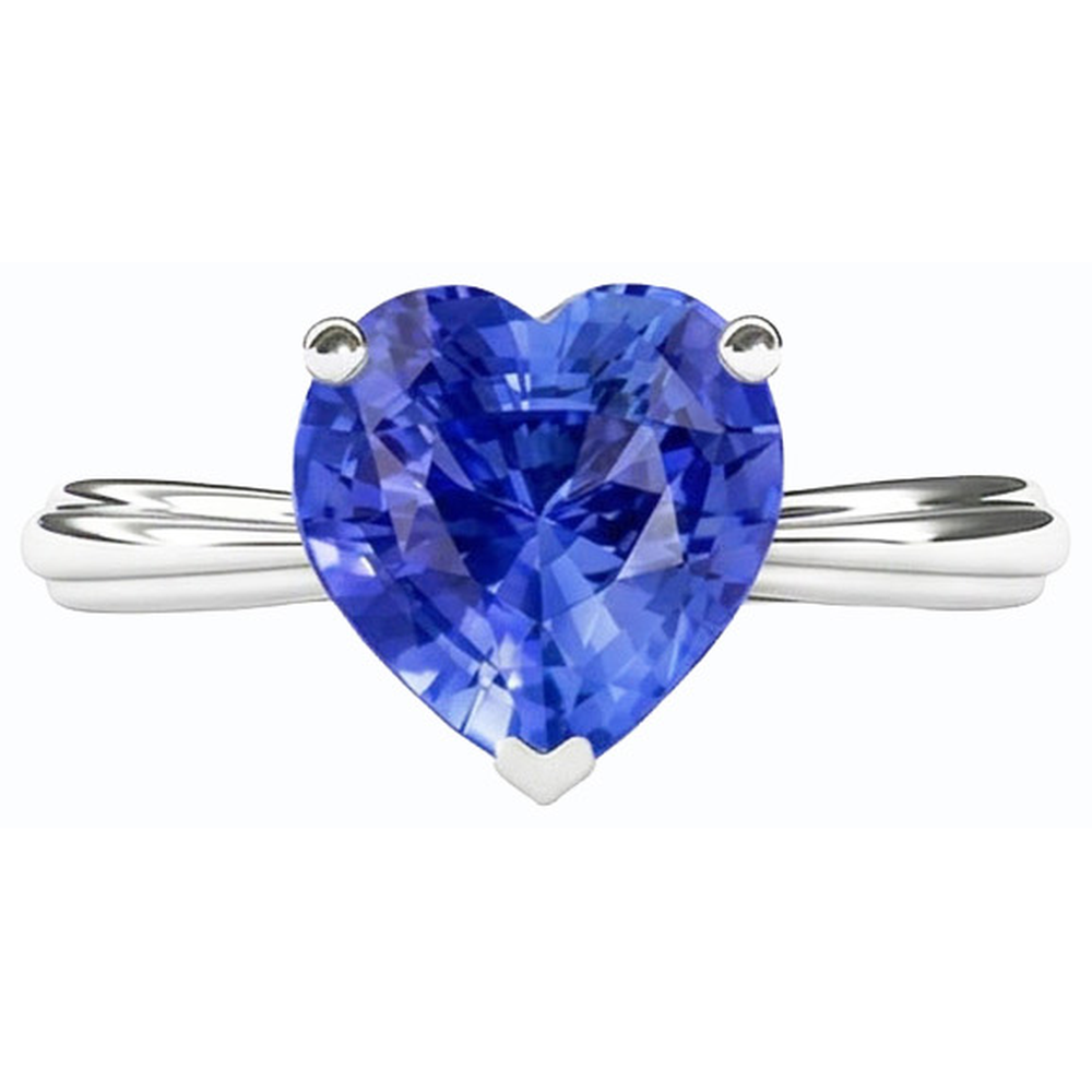natural heart sapphire 2.50ct ring top view