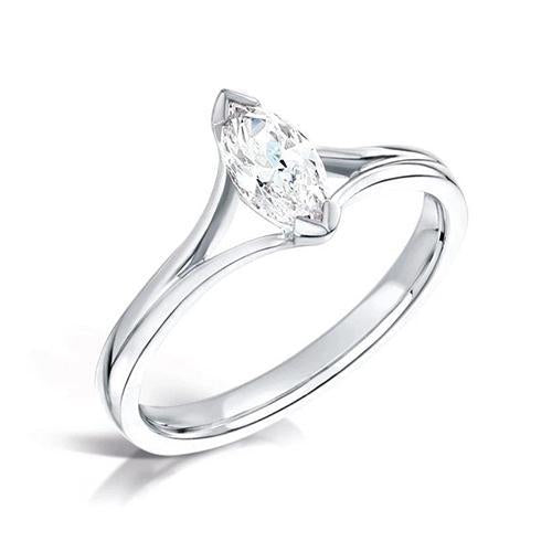 Solitaire Marquise Cut 1.50 Carats Real Diamond Engagement Ring