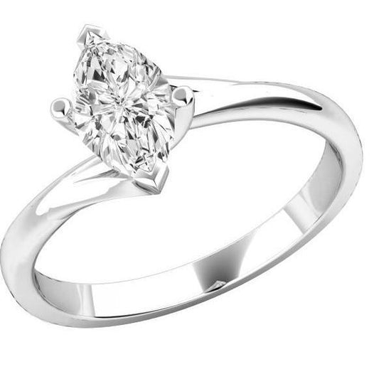 Solitaire Marquise Cut 2.25 Carats Natural Diamond Anniversary Ring Gold 14K