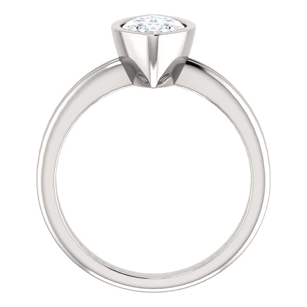 Solitaire Marquise Real Diamond Ring 3 Carats Bezel Set White Gold 14K