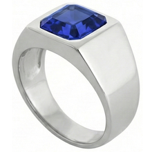IGI CERTIFIED Solitaire Men's Ring 1.50 Carats Flush Set Blue Sapphire Asscher Cut