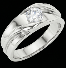 Solitaire Mens Wedding Band Round Cut