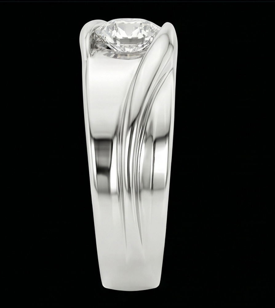 Solitaire Mens Wedding Band Round Cut