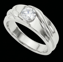 Solitaire Mens Wedding Band Round Cut