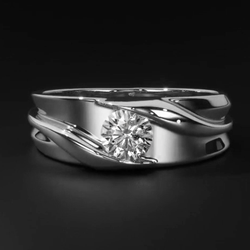 Solitaire Mens Wedding Band Round Cut