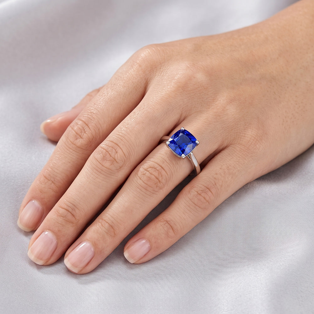 Solitaire Natural Blue Sapphire Ring 1.50 Carats Ladies Jewellery Gold