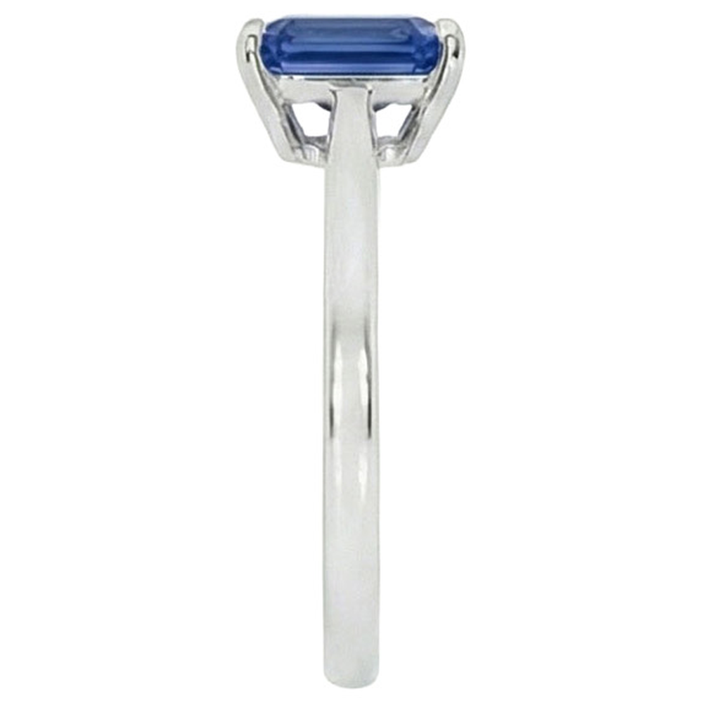 Solitaire Natural Blue Sapphire Ring Emerald Prong Set 1.50 Carats