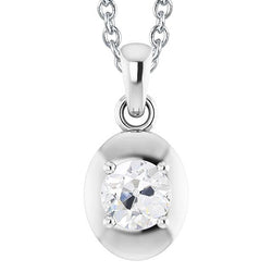 Solitaire Natural Diamond Pendant Old Mine Cut White Gold 14K 1.50 Carats