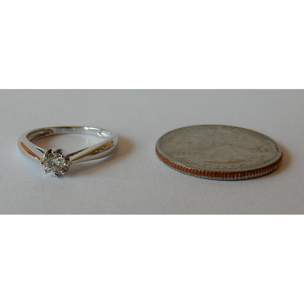 Solitaire Natural Diamond Ring 0.25 Carats White Gold 14K