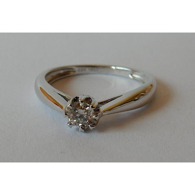 Solitaire Natural Diamond Ring 0.25 Carats White Gold 14K