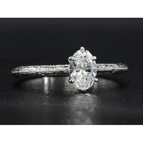 Solitaire Natural Diamond Ring 1.50 Carats Vintage Style Jewelry