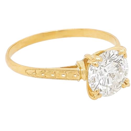 Solitaire Natural Diamond Ring  Yellow Gold Ladies Jewelry
