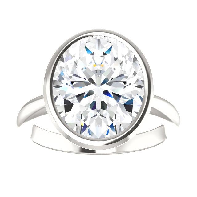 Solitaire Natural Diamond Ring 4 Carats Oval Bezel Setting White Gold2