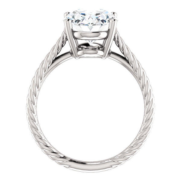 Solitaire Natural Diamond Ring 4 Carats Rope Style Shank Women Jewelry