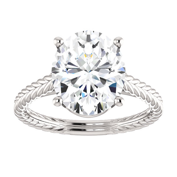 Solitaire Natural Diamond Ring 4 Carats Rope Style Shank Women Jewelry